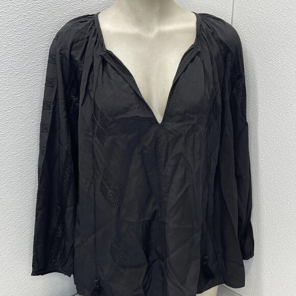 Nili Lotan Women's Cristo Silk Blouse Black Size L | NWT - Picture 1 of 8